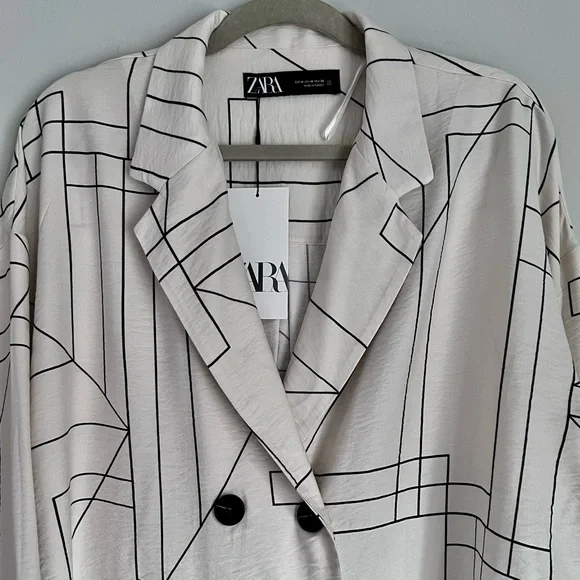 ZARA GEOMETRIC PRINT BLAZER - Picture 7 of 11
